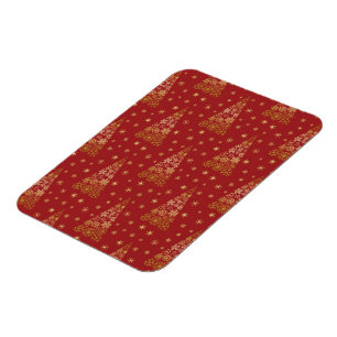 Íman Árvore Elegante Vermelha e Dourada