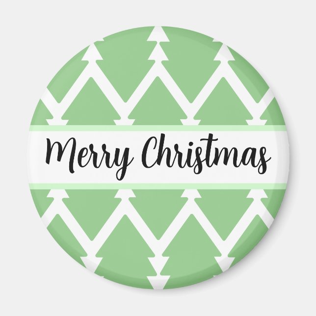 Íman Árvore Feliz de Natal Design verde claro" (Frente)