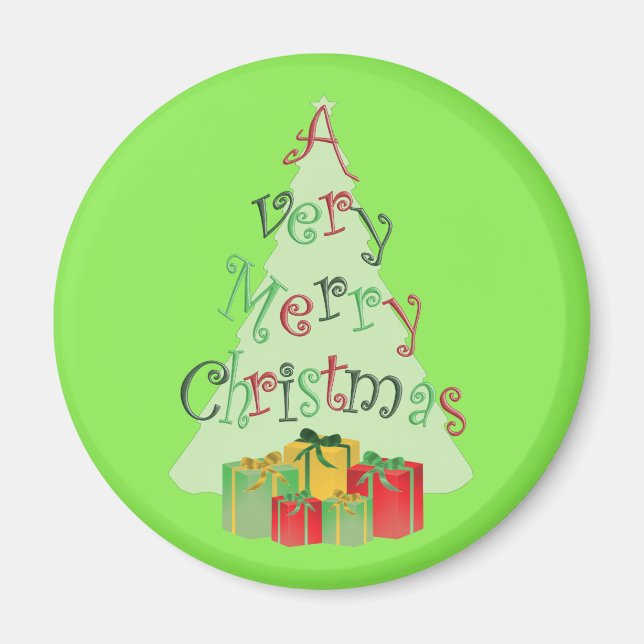 Íman Árvore Feliz de Natal e Apresenta Magnets (Frente)