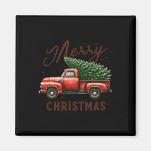 Íman Árvore Feliz De Natal No Vagão Vermelho Vintage Ch