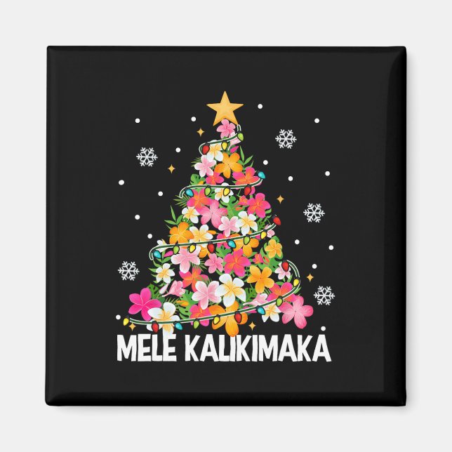 Íman Árvore Floral de Natal Havaiana Mele Kalikimaka Tr (Frente)