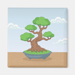 Íman Árvore japonesa de Bonsai tortuosa sobre a mesa