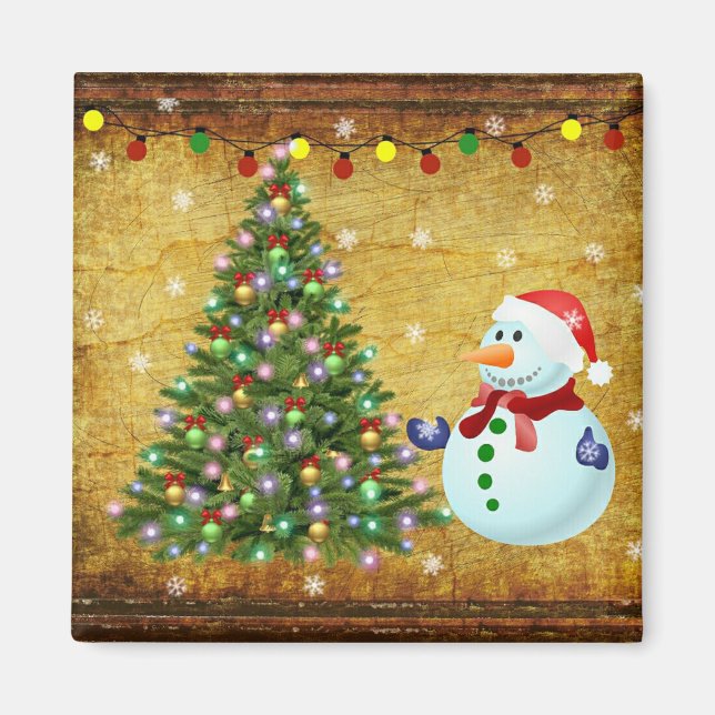 Íman Árvore Natal Snowman (Frente)