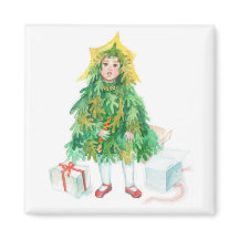 Árvore natalina Festa de inverno linda garotinha