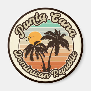 Íman Árvore Palm Dominicana Punta Cana Retro Sunset 80s