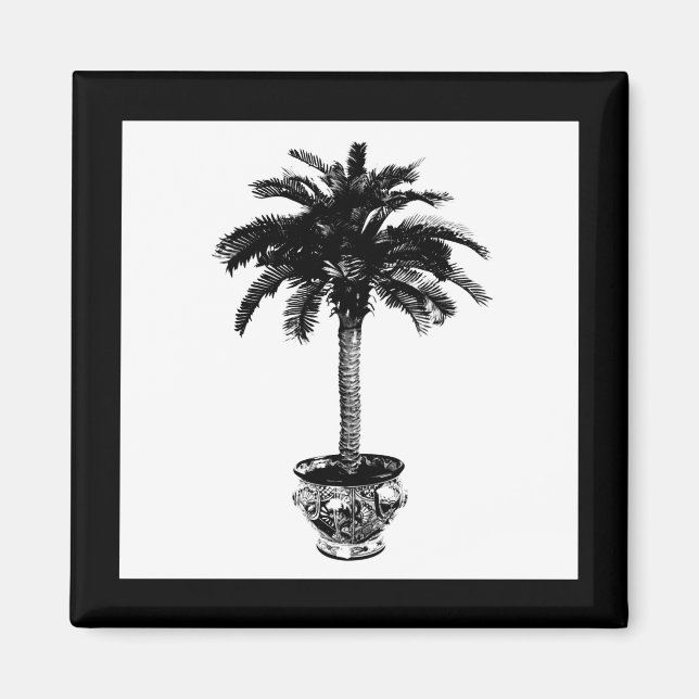Íman Árvore Palm - preto e branco (Frente)