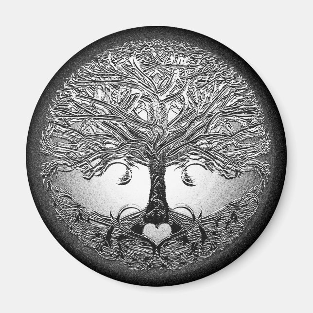 Íman Árvore Prateada com Coração (Frente)