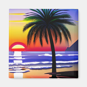 Íman Árvore Tropical de Palma bonito e Sunset