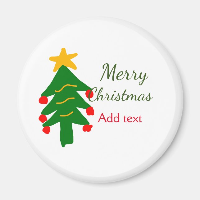 Íman Árvore verde de natal vermelho feliz Natal adicion (Frente)