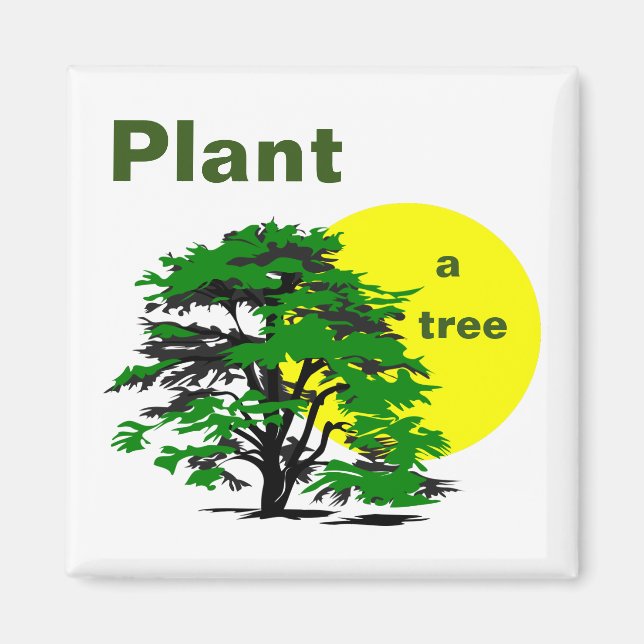 Íman Árvore Verde e Sol Amarelo, Plante uma árvore (Frente)
