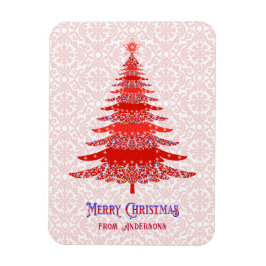 Íman Árvore Vermelha de Natal Elegante Floco de Neve Pe