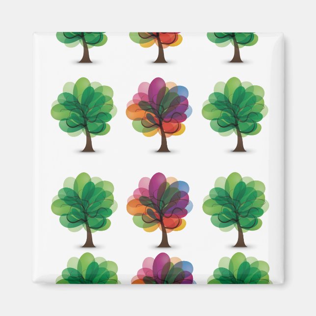 Íman Árvores abstrato florescentes (Frente)
