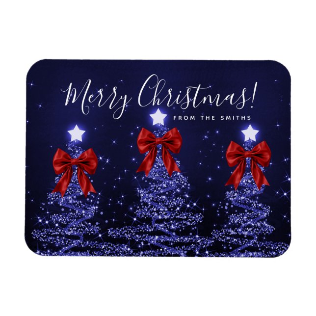 Íman Árvores de Natal azuis da Marinha de Natal Saudaçã (Horizontal)