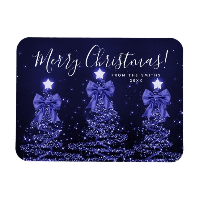 Íman Árvores de Natal azuis elegantes de Natal (Horizontal)