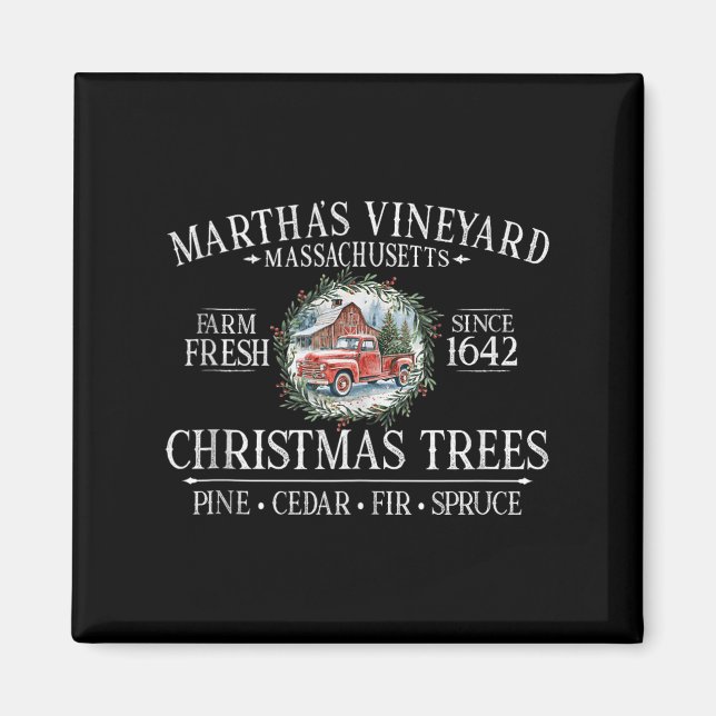 Íman Árvores de Natal de Martha's Vineyard Ma Caminhão  (Frente)