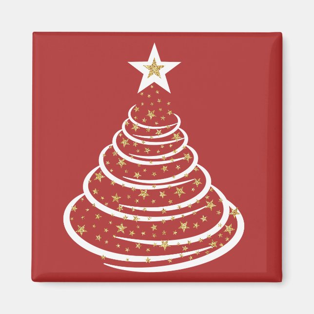 Íman Árvores de Natal Douradas e minimalistas (Frente)