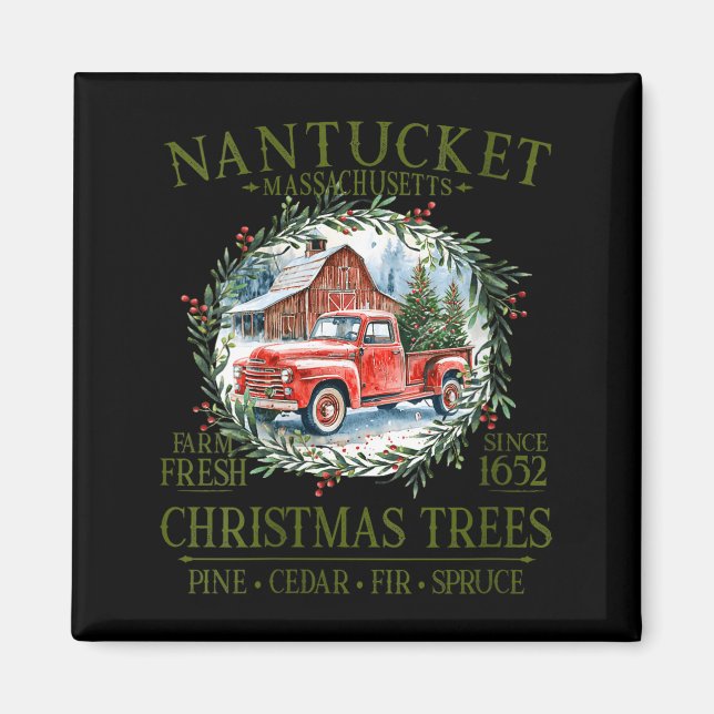 Íman Árvores de Natal Femininas Nantucket Ma Farm Fresh (Frente)