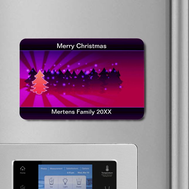 Íman Árvores de Natal Formas de Feriado Roxo Flexíveis (Christmas Trees Shades of Purple Holiday Flexible Magnet)