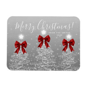Íman Árvores de Natal Prateadas de Férias Elegantes + A