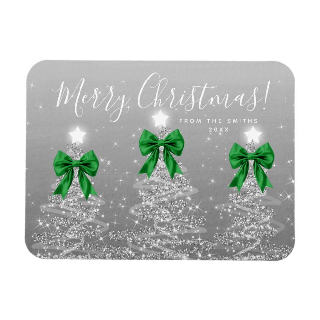 Íman Árvores de Natal Prateadas de Férias Elegantes Ver (Horizontal)