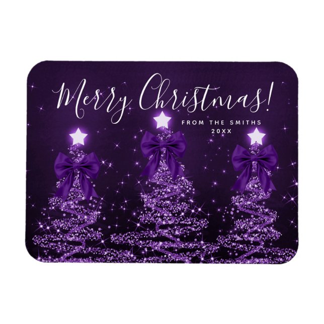 Íman Árvores de Natal Roxas de Férias Elegantes (Horizontal)