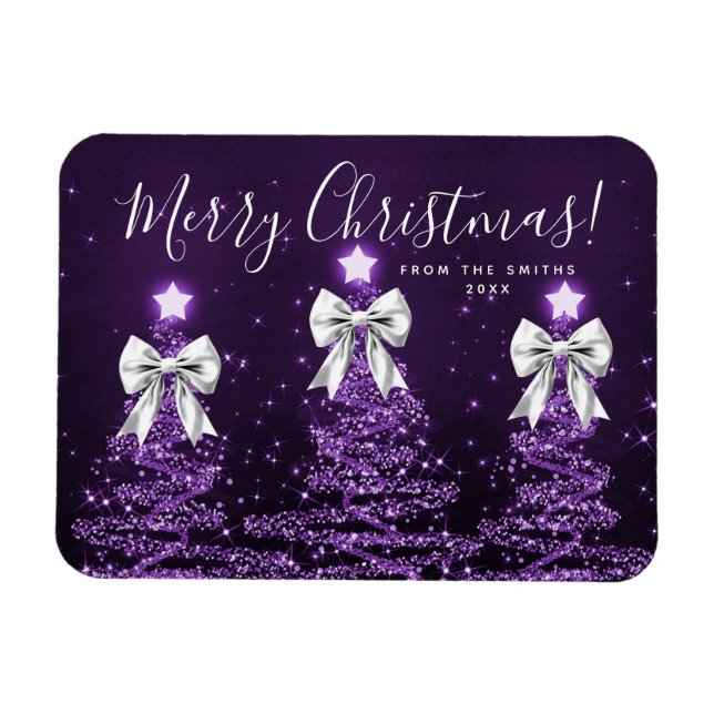 Íman Árvores de Natal Roxas Elegantes de Férias Pratead (Horizontal)