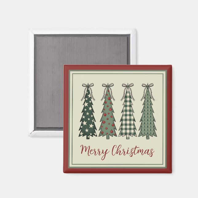 Íman Árvores de Natal Rústicas Personalizadas (Front/Back)