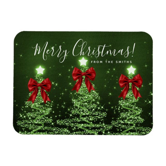 Íman Árvores de Natal Verdes de Natal Saudação Vermelha (Horizontal)