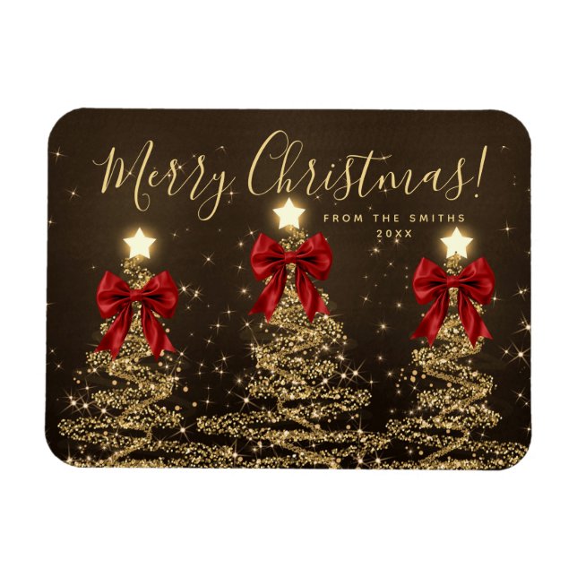 Íman Árvores de Natal Vermelhas Douradas de Férias Eleg (Horizontal)