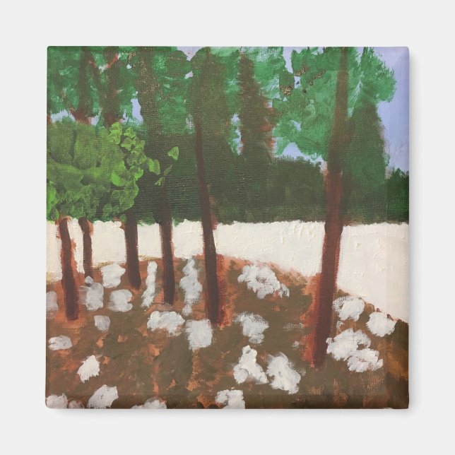 Íman Árvores e flores pintando ímã (Frente)