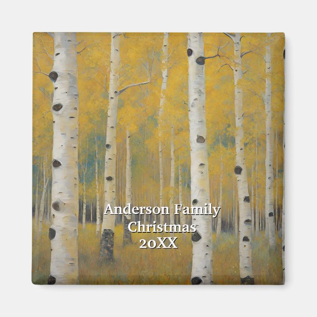 Íman Árvores Modernas Douradas de Aspen (Frente)