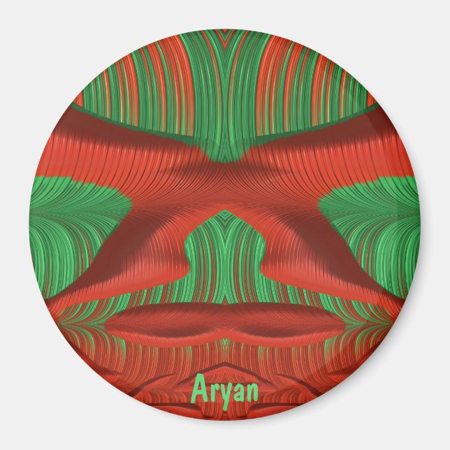 Íman ARYAN ~ Sombras Verdes, Fractais de Natal Vermelho (Frente)