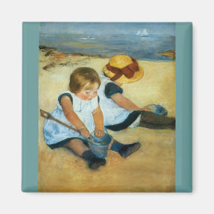 Íman As crianças de Mary Cassatt na praia (1884)