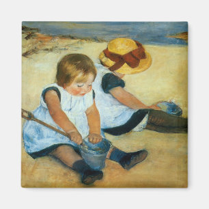 Íman As crianças de Mary Cassatt na praia (1884)