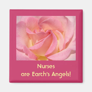 Íman As enfermeiras são Anjos da Terra! ímãs Rosa Rosa