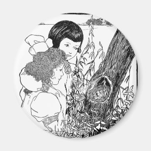 Íman As meninas encontraram um ninho do pássaro