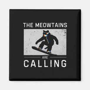 Íman As Montanhas Meow Estão Chamando Snowboard Gato Di