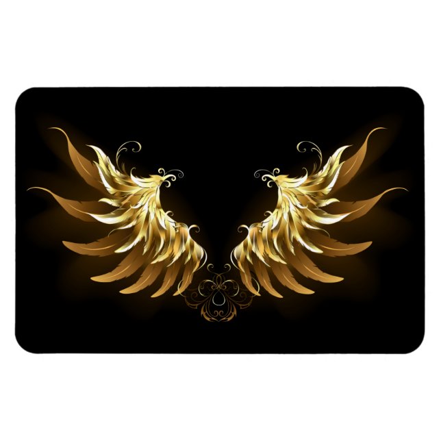 Íman Asas de Anjo Douradas em fundo Preto (Horizontal)