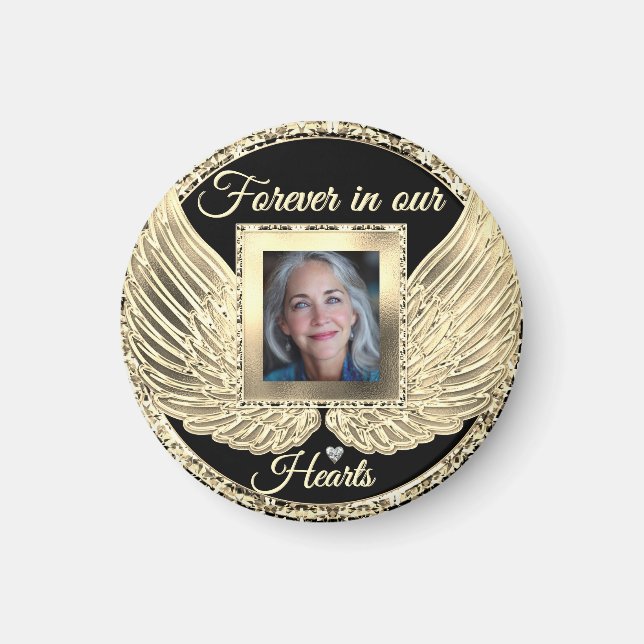 Íman Asas de Anjo Memorial Personalizadas Adicionar Fot (Frente)