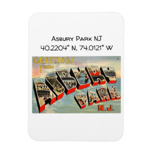 Íman Asbury Park NJ Map Coordena Estilo de Vintage