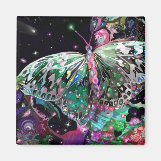 Íman Ascensão de Borboleta Verde Esperança (Frente)
