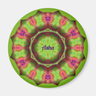 Íman ASHA ~ Verde limão rosa Design roxa