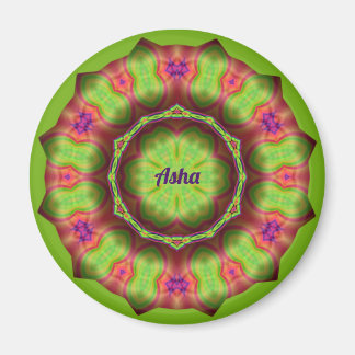 Íman ASHA ~ Verde limão rosa Design roxa
