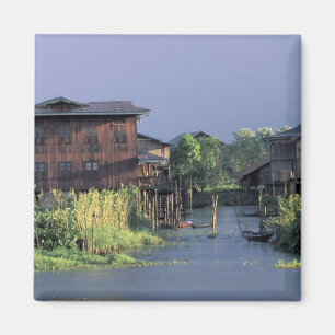 Íman Ásia, Mianmar, Inle Lake. Uma vila flutuante em