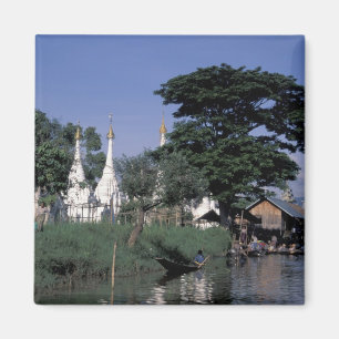 Íman Ásia, Mianmar, Lago Inle. Um mercado flutuante.