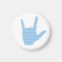 Íman ASL I Love You Blue Dots Sign Language Magnet