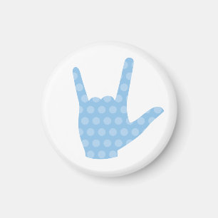 Íman ASL I Love You Blue Dots Sign Language Magnet