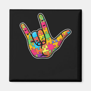 Íman ASL Love Sign Language Autism Awarsm Suporte