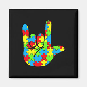 Íman ASL Love Sign Language Autismo Sensibilização