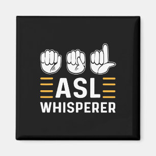 Íman AsL Whisperer. Sinal de consciência ASL Língua de
